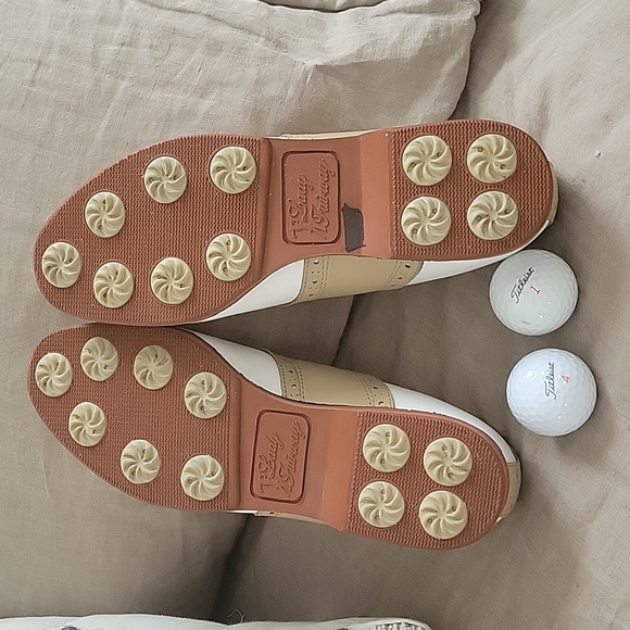 Lady Fairway White/tan Leather Women's Golf Shoes.  8 M Lace up - Picture 3 of 10